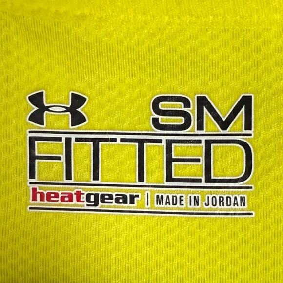 Under Armour HeatGear Athletic Shirt V-Neck Top Athleisure Yellow Womens S - Picture 5 of 9